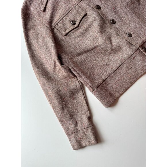 Vintage DON PARKER Taupe Brown Wool Blend Slubbed Tweed Jacket, Size L - Picture 6 of 11